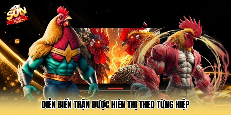 Diễn biến trận được hiển thị theo từng hiệp