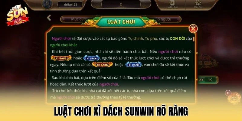 Luật chơi Xì Dách SUNWIN rõ ràng